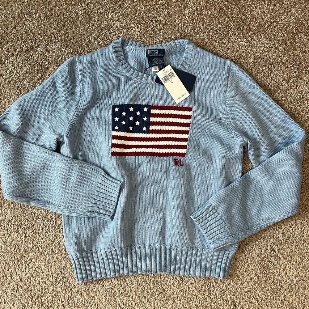 Ralph Lauren Flag Sweater (Light Blue)